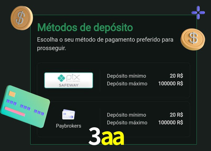 O cassino 3aa oferece uma grande variedade de métodos de pagamento